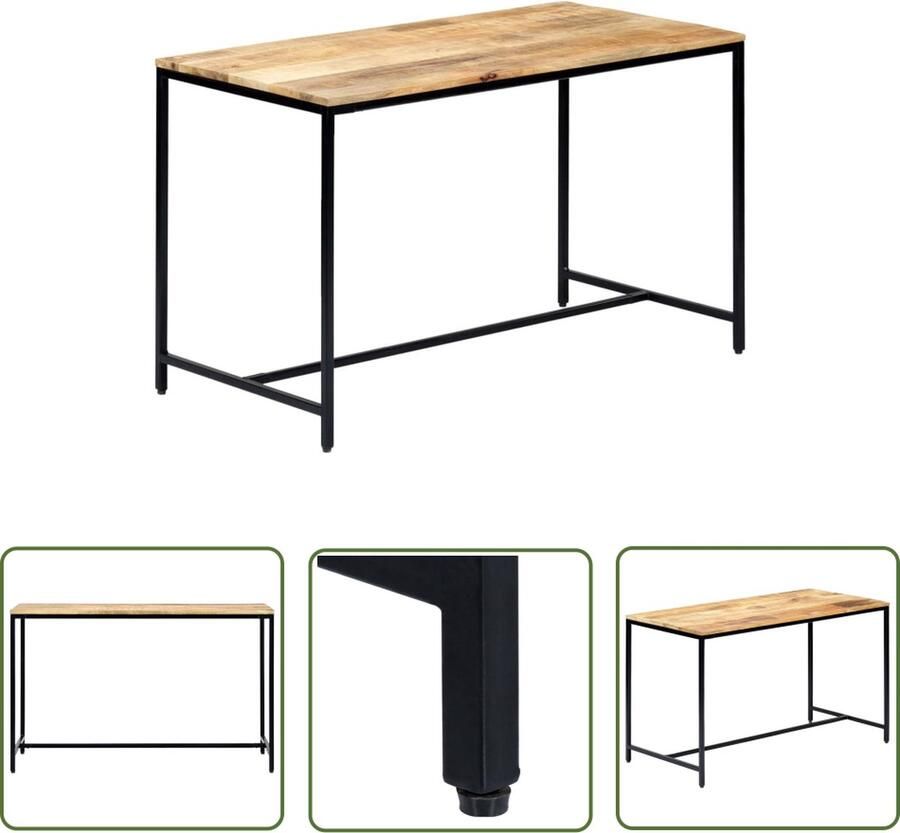 The Living Store Eettafel Rough Mango Wood 120 x 60 x 75 cm Industriële stijl - Foto 2