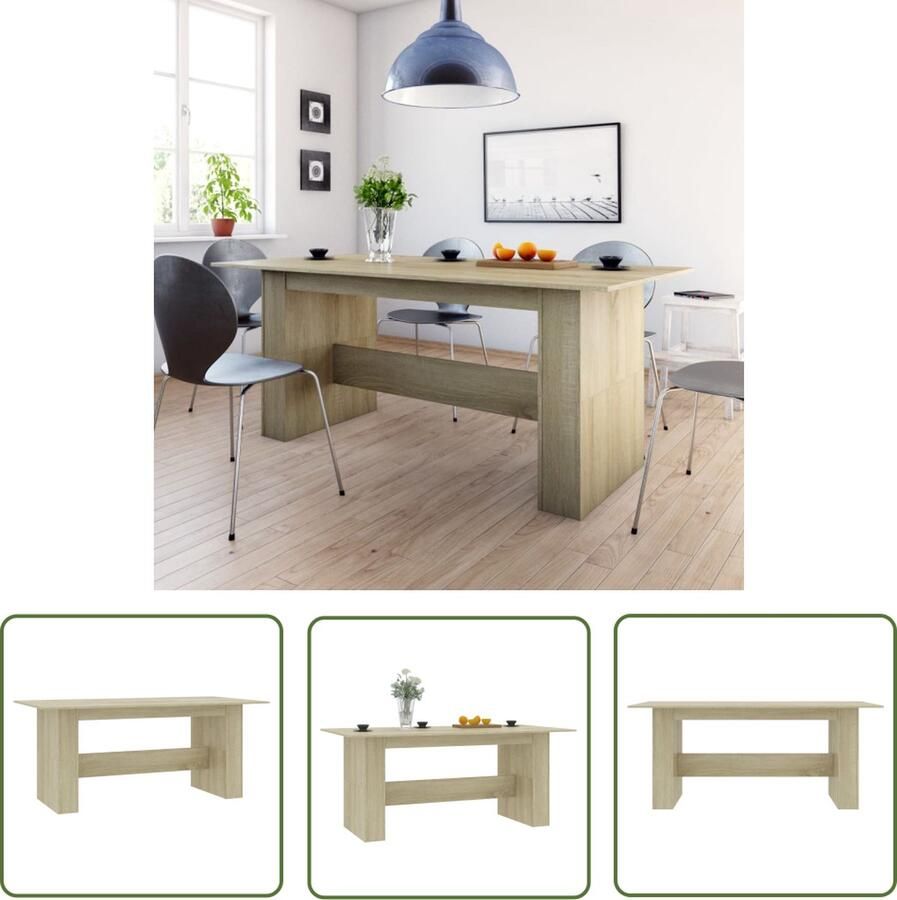 The Living Store Eettafel 180x90x76 cm bewerkt hout sonoma eikenkleurig Eettafel Salontafel Houten Tafel Eetkamertafel Diningtable - Foto 2