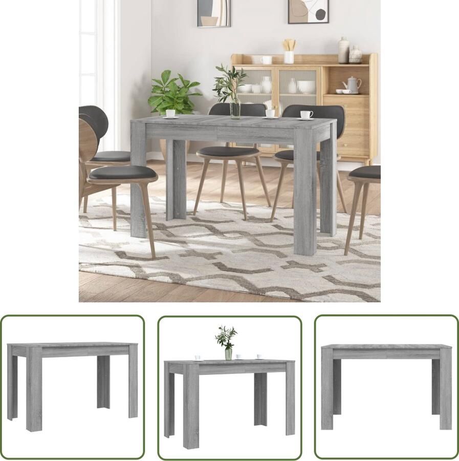 The Living Store Eettafel 120x60x76 cm bewerkt hout grijs sonoma eikenkleurig Eetkamertafel Salontafel Houten Tafel Grijze Tafel Design Tafel - Foto 2