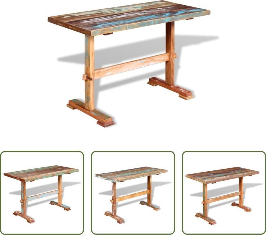 The Living Store Eettafel Vintage Massief gerecycled hout 120x58x78 cm Bruin - Foto 2