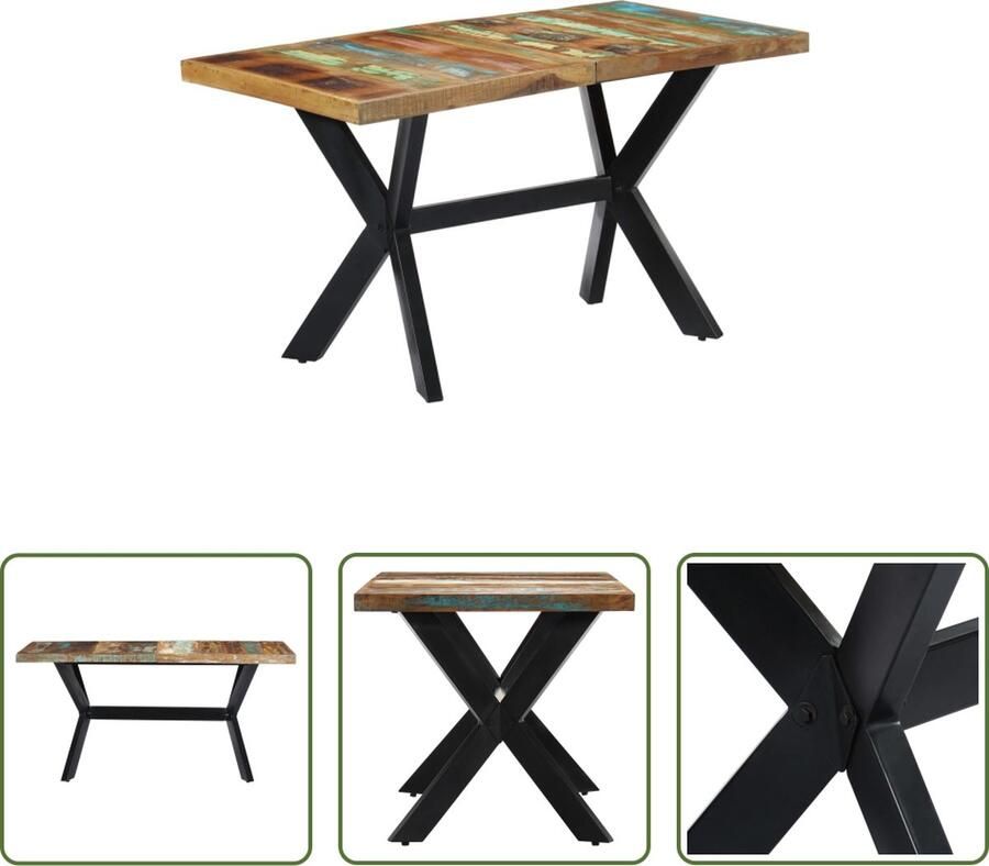 The Living Store Eettafel Vintage Massief Gerecycled Hout 140 x 70 x 75 cm IndustriÃle Stijl Vintage Eettafel Industrieel Meubilair Eethoek Herbruikt Hout Massief Hout