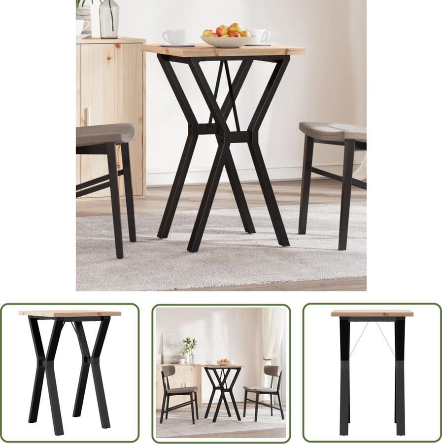 The Living Store Eettafel Y-frame 50x50x75 5 cm massief grenenhout en gietijzer Eetkamertafel Houten Tafel Grenenhouten Tafel Y-frame Tafel Salontafel
