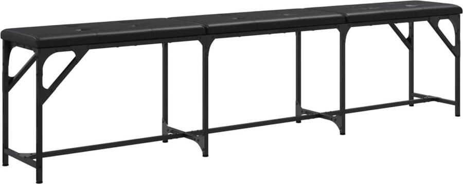 The Living Store Eettafelbankje Staal 186 x 32 x 45 cm Comfortabel zitkussen Eetkamerbank Staal Bank Zwart Comfortabele Bank Salonbank - Foto 2