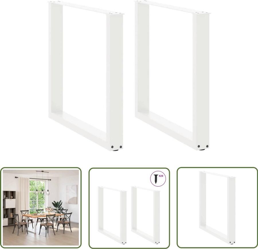 The Living Store Eettafelpoten 2 st U-vormig 80x(72-73) cm staal wit Eettafelpoten Tafelpoten Eetkamerstoel Keukenstoelen Meubilair