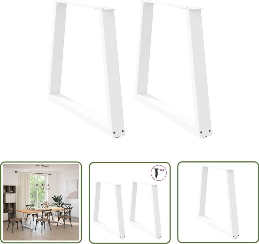 The Living Store Eettafelpoten 2 st V-vormig 70x(72-73 3) cm staal wit Eettafelpoten Tafelpoten Eettafel Onderstel Salontafels Eetkamerstoel