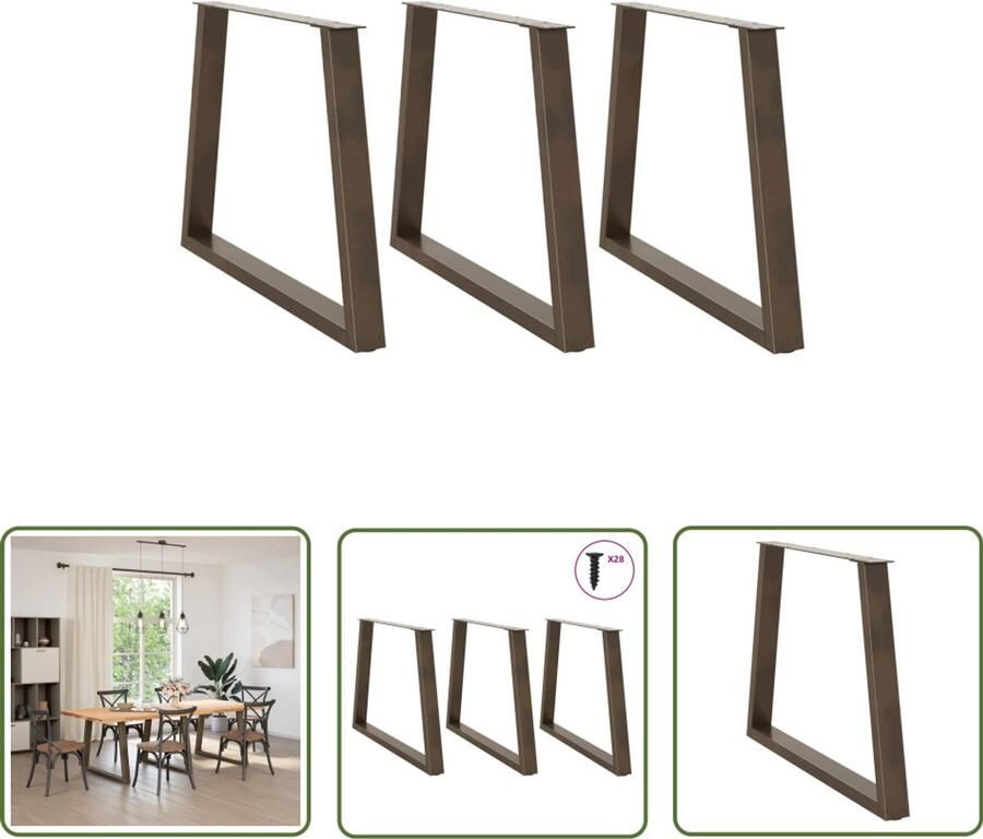 The Living Store Eettafelpoten 3 st V-vormig 90x(72-73 3) cm staal naturel Eettafelpoten Eetkamerstoel Salontafelpoten Metalen Tafelpoten Vintage Tafelpoten