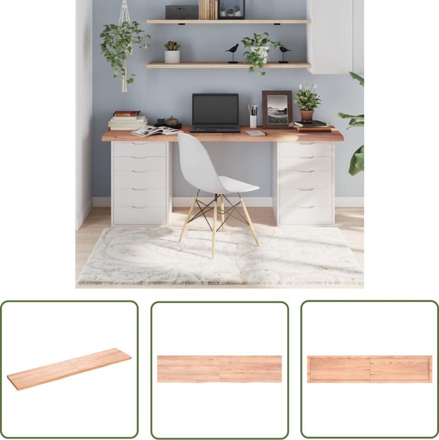 The Living Store Eikenhouten Tafelblad 180 x 40 x 4 cm Lichtbruin Handgemaakt Lakafwerking Tafelblad Eikenhouten Tafelblad Massief Eikenhout Tafelblad Vervangen Salontafel - Foto 3