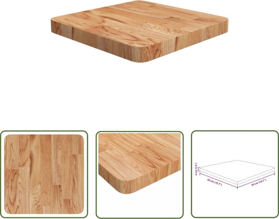 The Living Store Eikenhouten Tafelblad 40 x 40 x 4 cm Massief Eikenhout met Lakafwerking Eikenhouten Tafelblad Massief Hout Tafelblad Kopen Vintage Tafelblad Landelijke Stijl - Foto 3