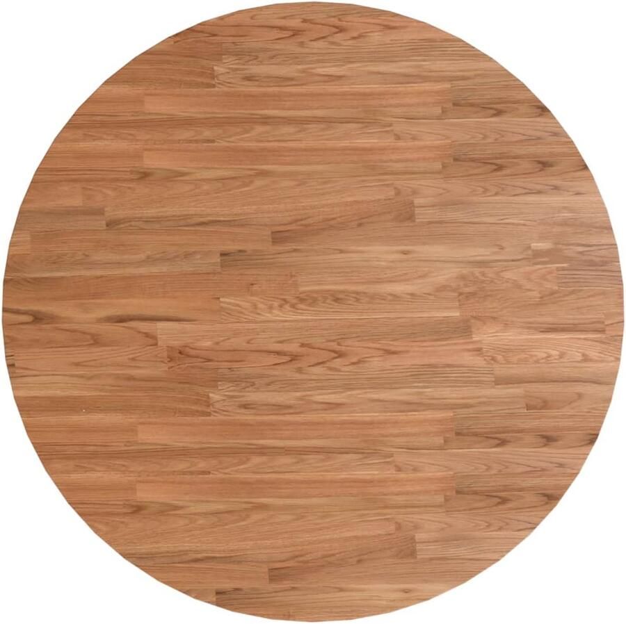 The Living Store Tafelblad rond Ø70x1 5 cm bewerkt massief eikenhout lichtbruin Eikenhouten Tafelblad Rond Rustiek Design Vintage Tafelblad Massief Houten Tafelblad - Foto 2