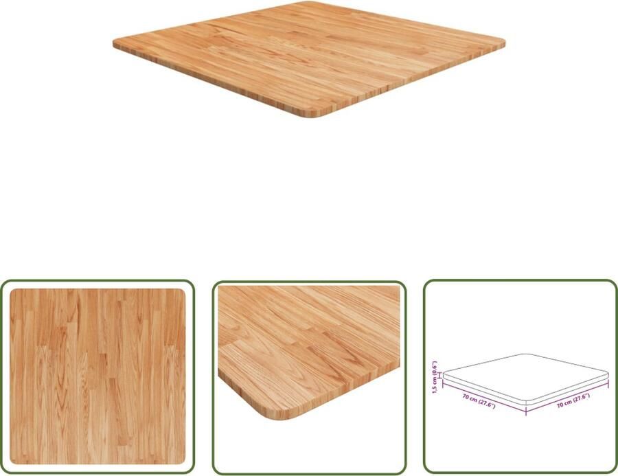 The Living Store Eikenhouten Tafelblad Vierkant 70x70x1.5 cm Rustiek Design Tafelblad Eikenhouten Tafelblad Rustiek Tafelblad Vintage Tafelblad Massief Hout - Foto 2