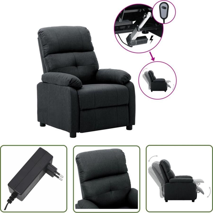 The Living Store Elektrisch Verstelbare Fauteuil Hoge Rug Donkergrijs 76 x 90 x 100 cm Met Elektromotor Elektrische Fauteuil Loungestoel Relaxfauteuil Verstelbare Fauteuil Fauteuilll Grijs - Foto 2