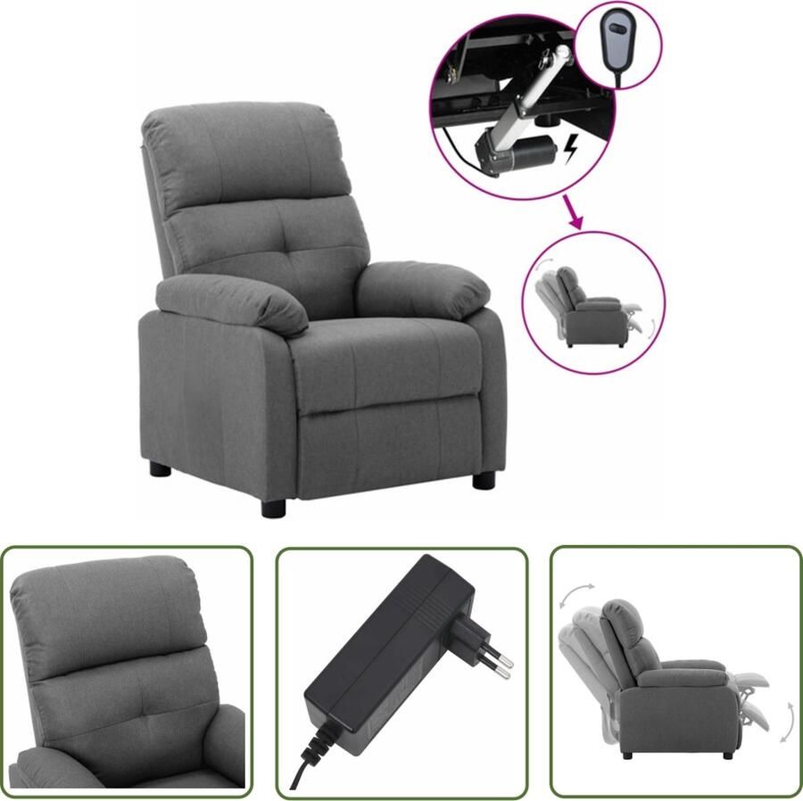 The Living Store Elektrisch Verstelbare Fauteuil Hoge Rug Lichtgrijs 76x90x100 cm 110 kg Elektrische Fauteuil Lounge Fauteuil Relaxfauteuil Grijs Fauteuil Ergonomische Fauteuil - Foto 3