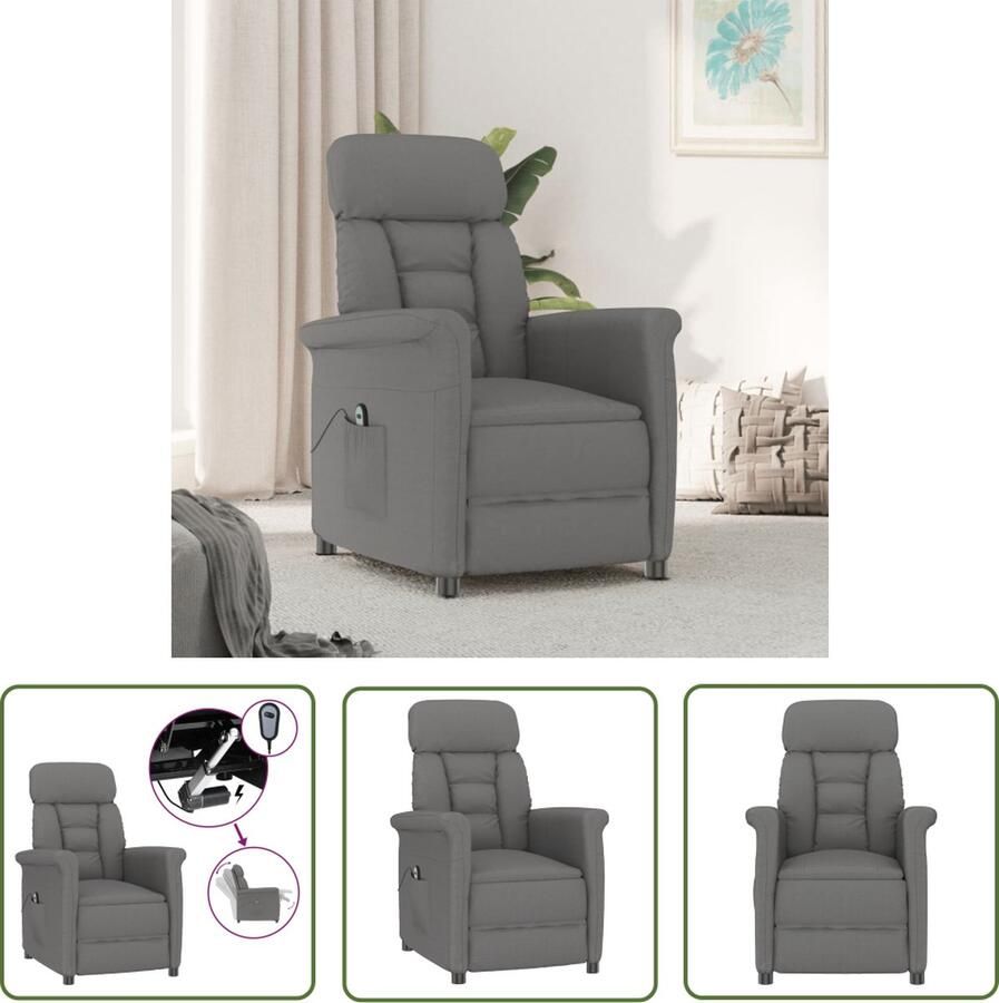 The Living Store Elektrisch verstelbare fauteuil kunstsuède 73 x 93 x 104 cm donkergrijs