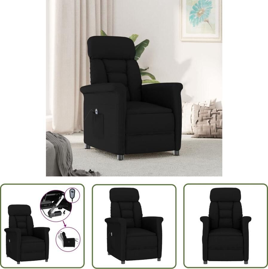 The Living Store Elektrisch verstelbare fauteuil Kunstsuède 73 x 93 x 104 cm Zwart