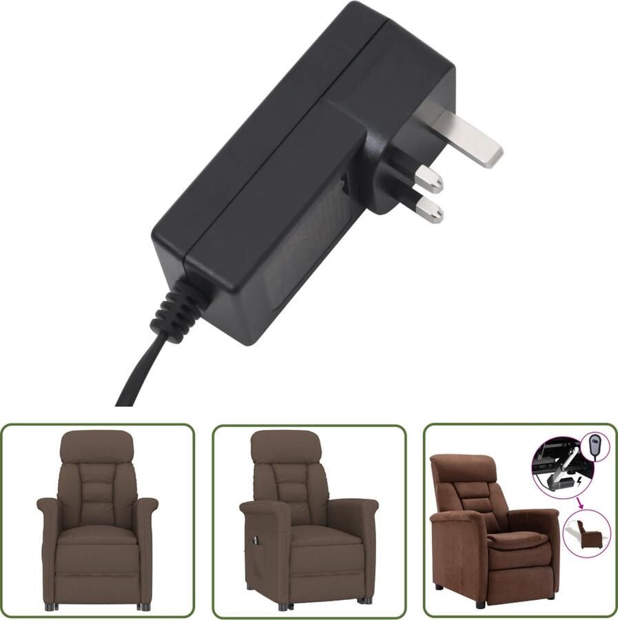 The Living Store Elektrisch verstelbare fauteuil Kunstsuède 73x93x104cm Bruin - Foto 2