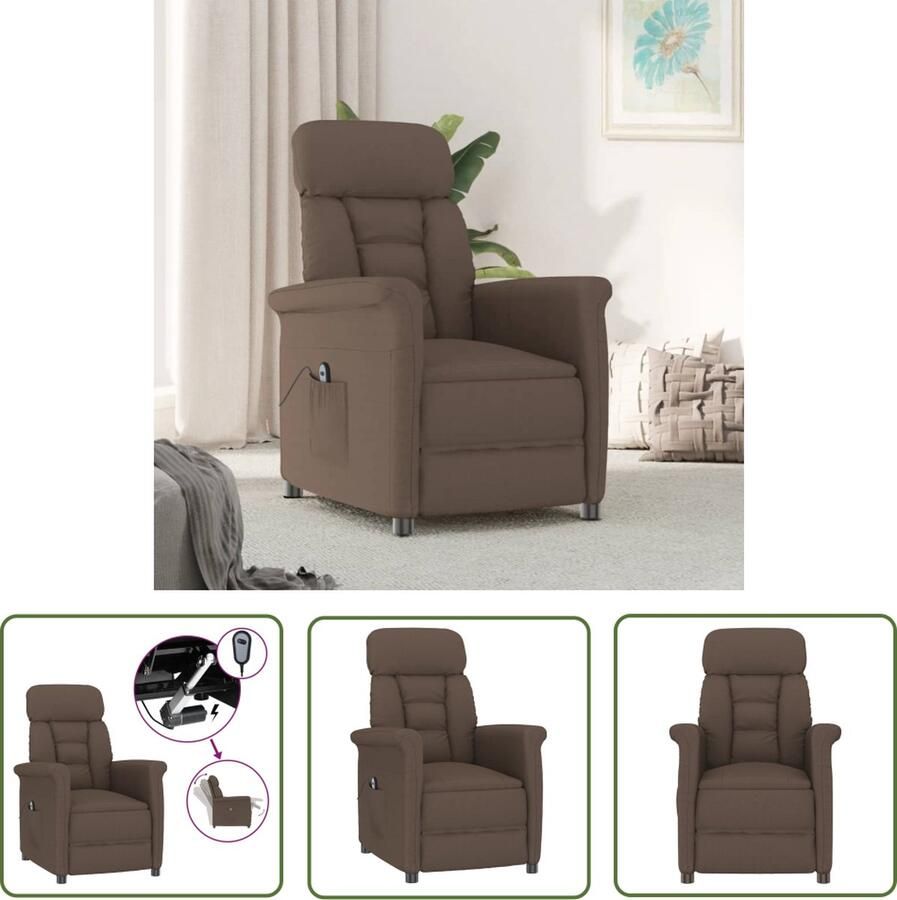 The Living Store Elektrisch verstelbare fauteuil Kunstsuède 73x93x104cm Bruin