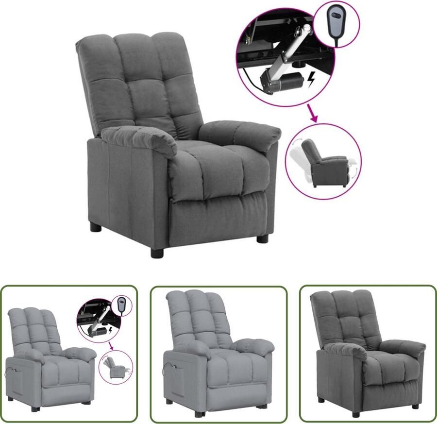 The Living Store Elektrisch Verstelbare Fauteuil Lichtgrijs 74 x 99 x 102 cm Met elektromotor Elektrische Fauteuil Loungestoel Fauteuillontwerp Ergonomische Stoel Grijs Meubilair - Foto 3