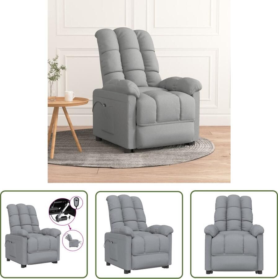 The Living Store Elektrisch Verstelbare Fauteuil Lichtgrijs 74 x 99 x 102 cm Met elektromotor Elektrische Fauteuil Loungestoel Fauteuillontwerp Ergonomische Stoel Grijs Meubilair - Foto 2