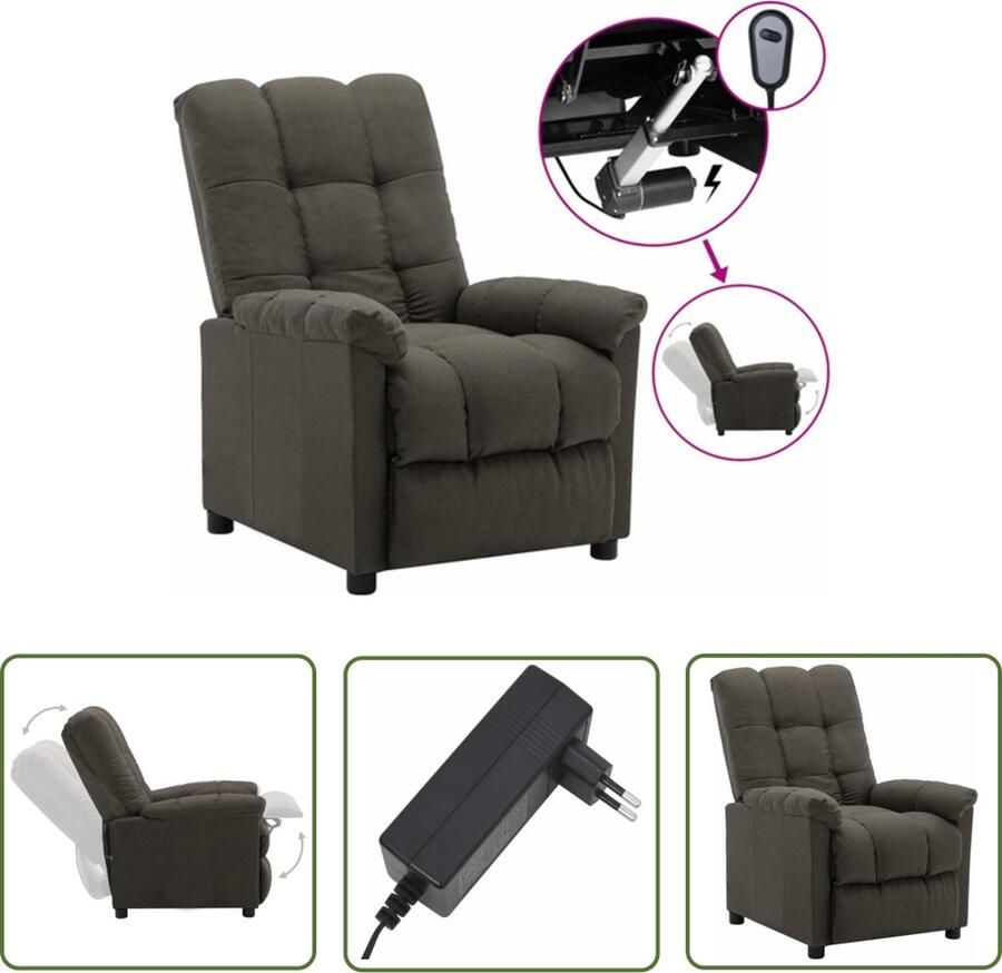 The Living Store Elektrisch Verstelbare Fauteuil Stof 74x99x102 cm Taupe - Foto 2