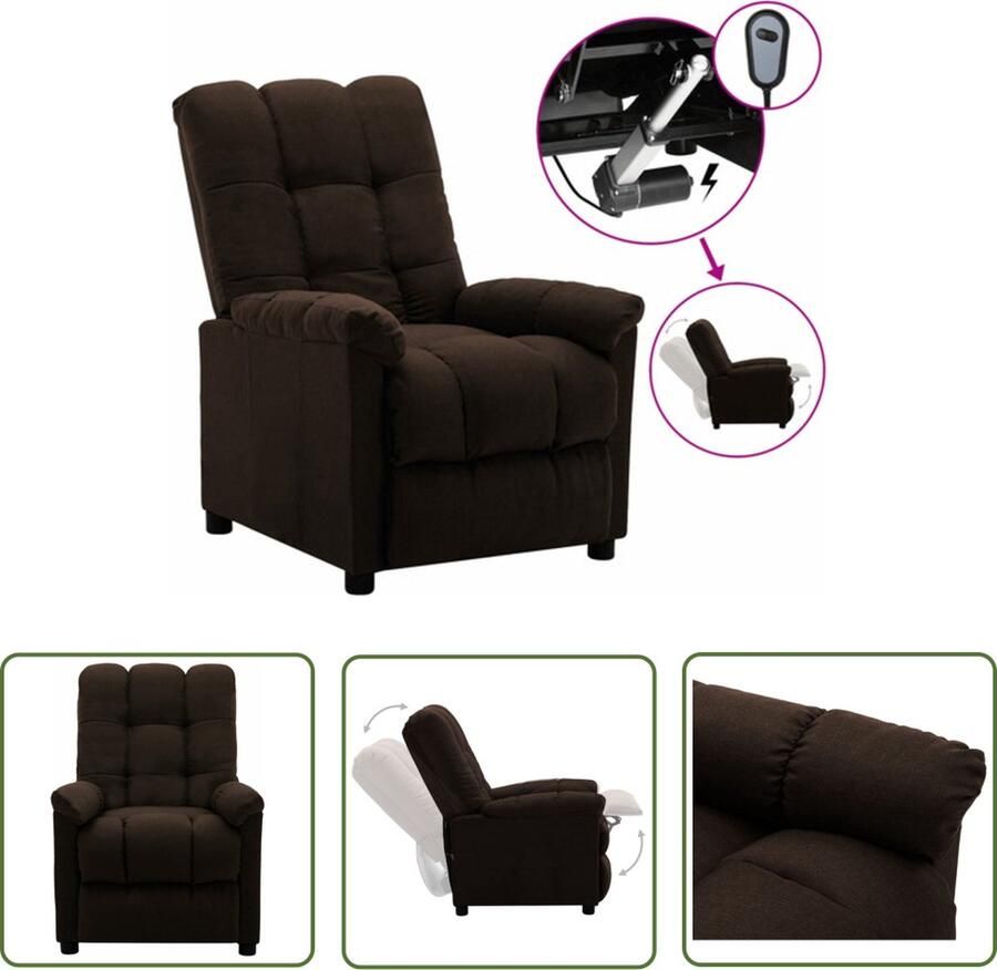 The Living Store Elektrisch Verstelbare Fauteuil Stof 74x99x102cm Donkerbruin