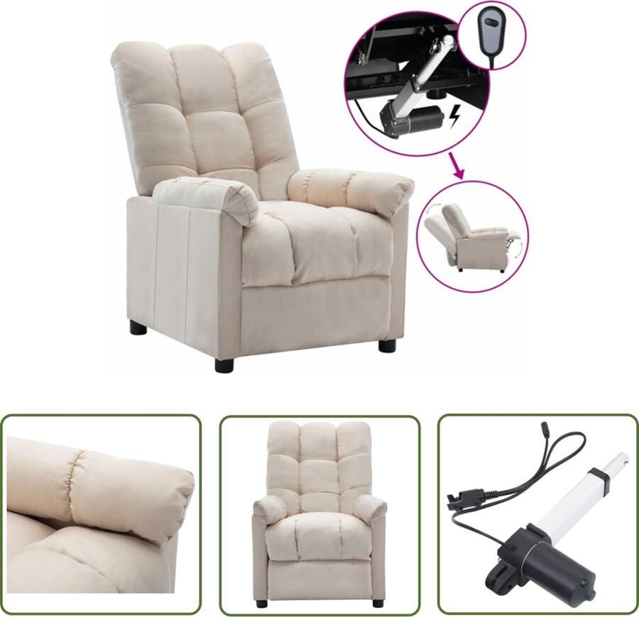 The Living Store Elektrisch verstelbare stoel Fauteuil 74 x 99 x 102 cm Crème - Foto 2