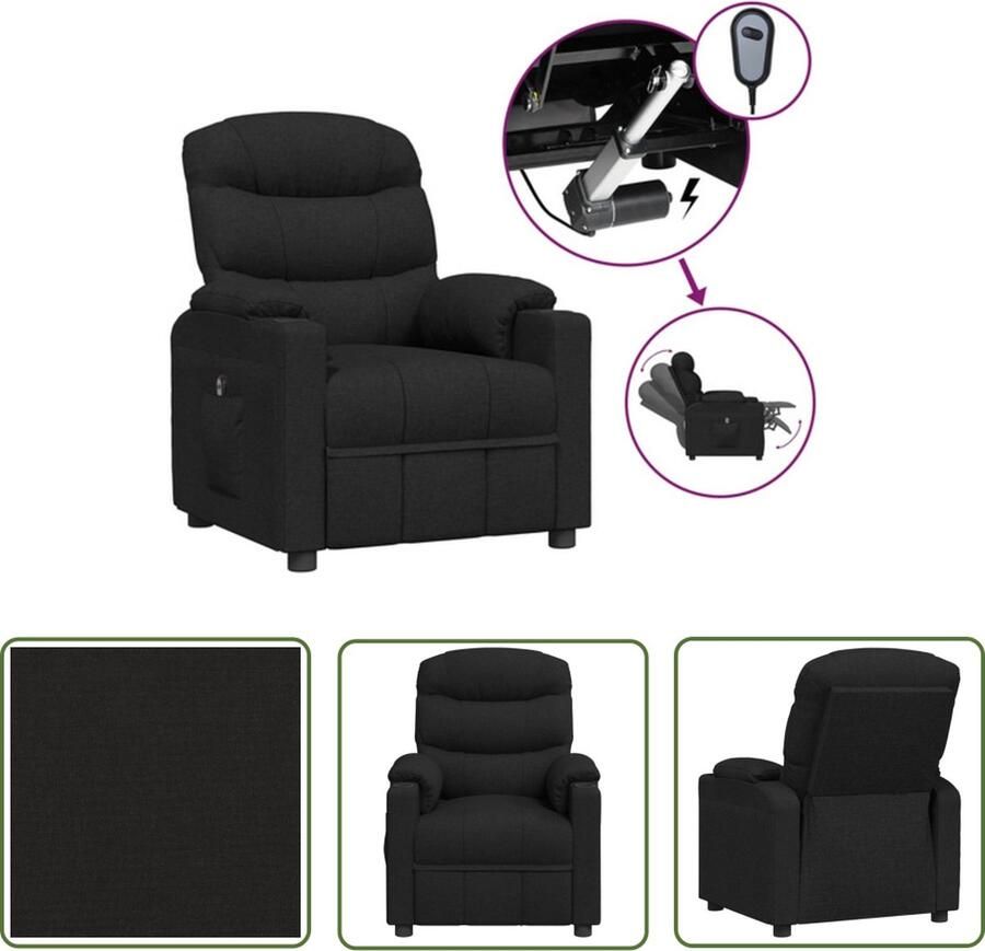 The Living Store Elektrische Fauteuil Comfortabele Zwart Stoffen Stoel Verstelbaar - Foto 2