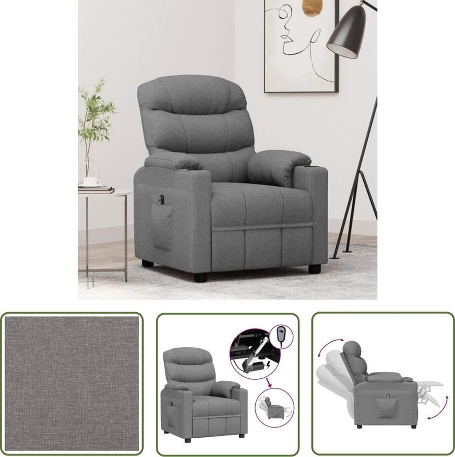The Living Store Elektrische fauteuil Stoelen 75.5x92x105 cm Lichtgrijs - Foto 2