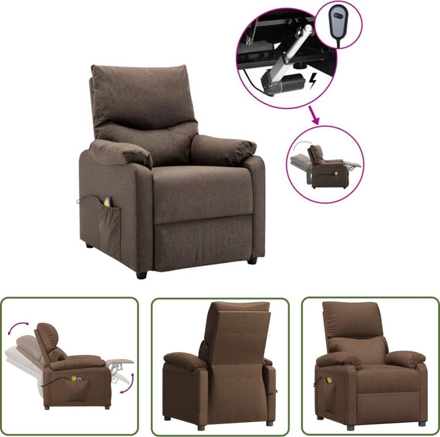 The Living Store Elektrische Massagefauteuil Bruin 71 x 92 x 96.5 cm Verstelbare rugleuning en voetensteun Elektrische Massagestoel Massagefauteuil Relaxfauteuil Ergonomische Stoel Bruine Stoel - Foto 3
