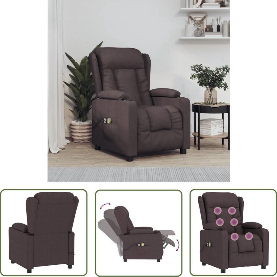 The Living Store Elektrische Massagefauteuil Donkerbruin 72.5 x 136.5 x 99.5 cm Massage en verwarming - Foto 2