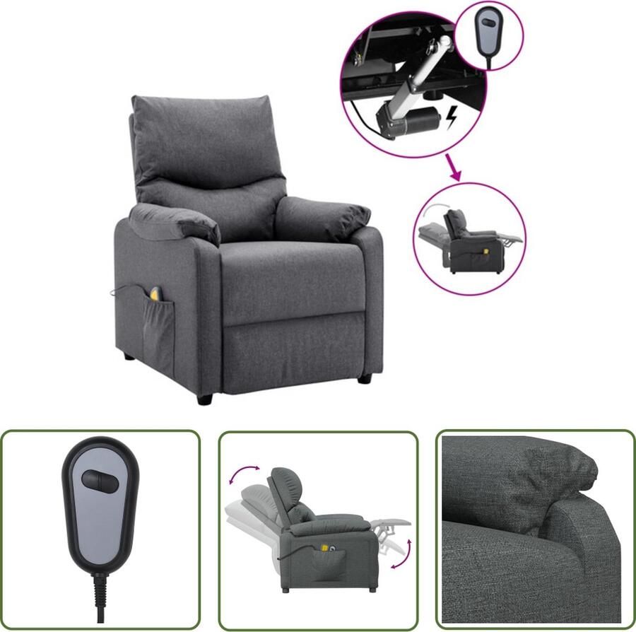 The Living Store Elektrische Massagefauteuil Donkergrijs 71 x 92 x 96.5cm Verstelbaar 6-punts massage Elektrische Massagestoel Massagefauteuil Relaxfauteuil Elektrisch Verstelbaar Donstige Stoel - Foto 3