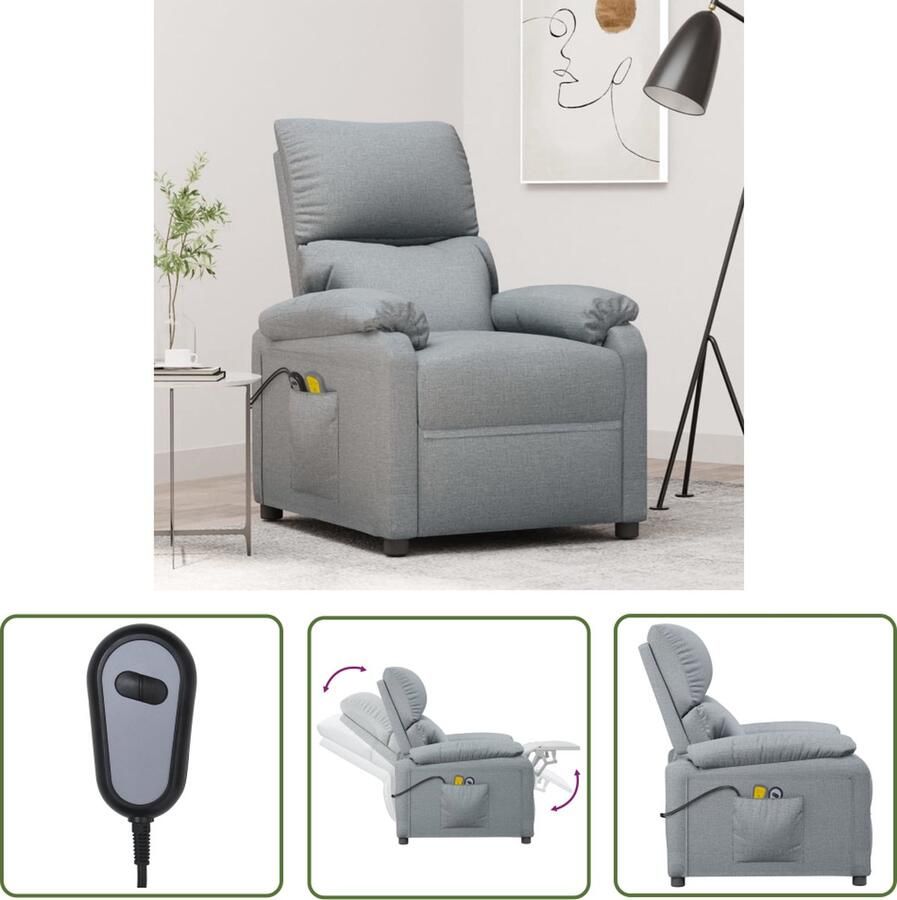 The Living Store Elektrische Massagefauteuil Lichtgrijs 71x92x96.5cm Verstelbaar Massagefunctie Elektrische Massagestoel Massagefauteuil Relaxfauteuil Ergonomische Stoel Comfortstoelen - Foto 2
