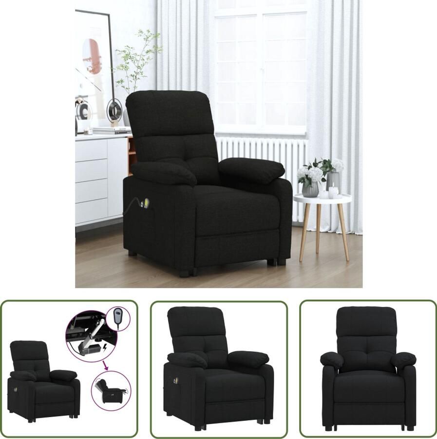 The Living Store Elektrische Massagefauteuil Zwart Stof 73 x 90 x 100 cm Elektrisch verstelbaar Elektrische Massagestoel Massagefauteuil Elektrisch Verstelbaar Relaxstoel Massage Functie - Foto 2