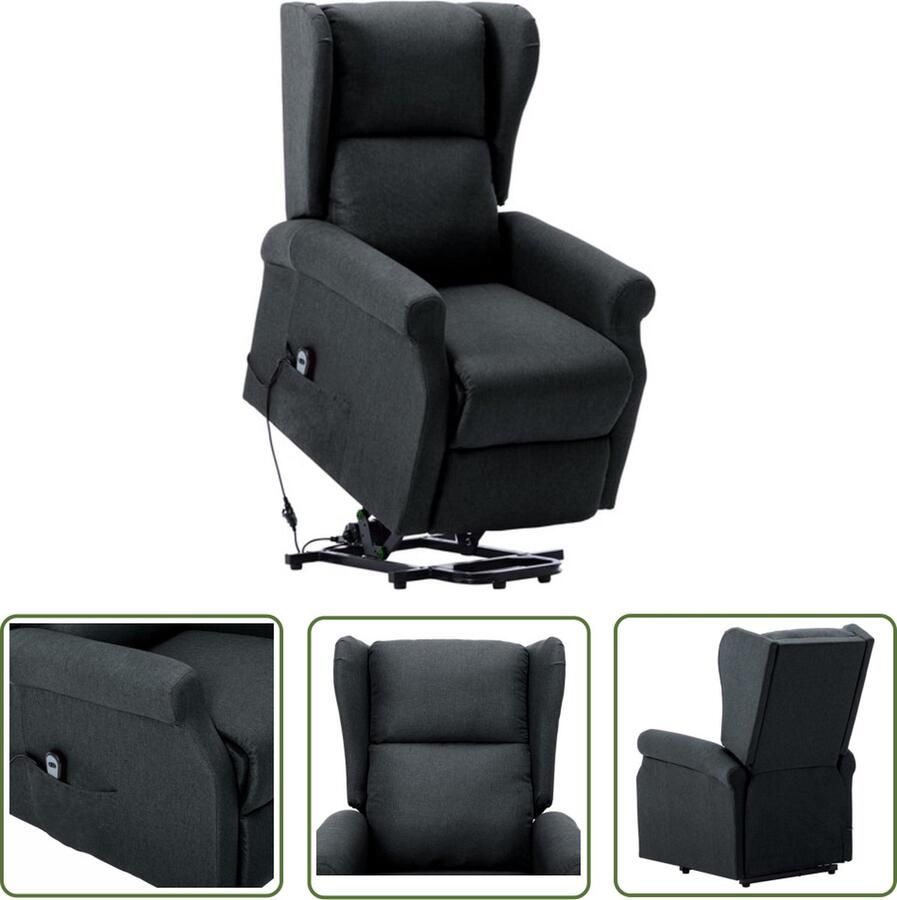 The Living Store Elektrische Sta-op-stoel Stof Donkergrijs 77x89x108 cm Verstelbare hoofdsteun en voetensteun Elektrische Sta-op-stoel Elektrisch Bedienbare Stoel Sta-op Functie Rolstoel Alternatief Ergonomische Stoel - Foto 2