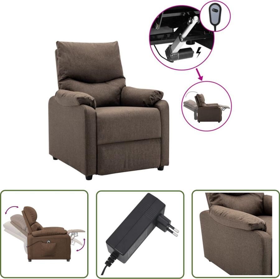 The Living Store Elektrische TV-fauteuil Bruin 73 x 158 x 73 cm Verstelbare rugleuning en voetensteun Elektrische Fauteuil Tv-fauteuil Loungestoel Lederlook Bruin - Foto 2