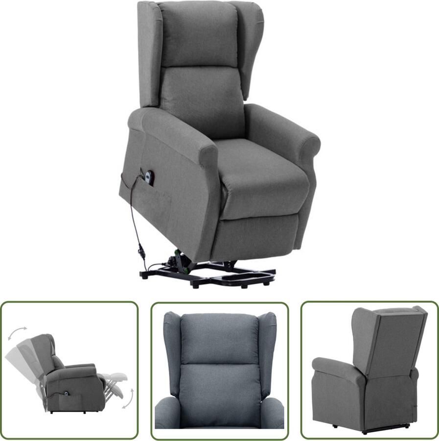 The Living Store Sta-op-stoel stof lichtgrijs Elektrische Sta-op-stoel Sta-op Functie Elektrisch Bedieningsknopje Ergonomische Stoel Comfort Stoel - Foto 3