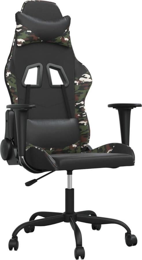 The Living Store Ergonomische Gamestoel Zwart Camouflage Massagefunctie Ergonomische Gamingstoel Gamestoel Met Massage Zwarte Gamestoel Camo Gamestoel Computerstoel - Foto 2