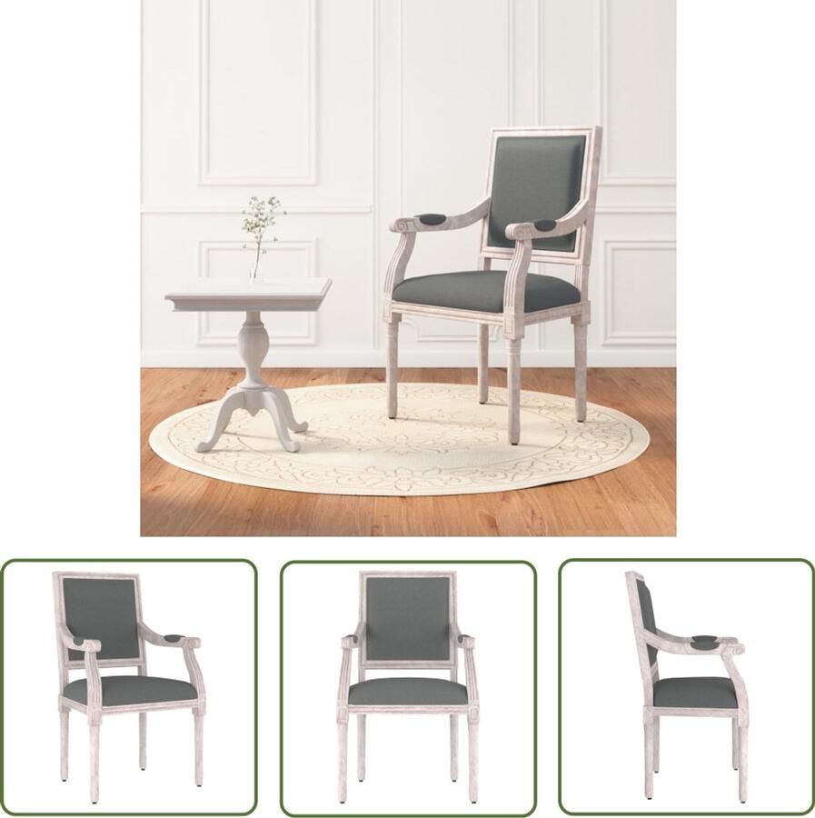 The Living Store Fauteuil 54x59x99 cm stof donkergrijs Vintage Fauteuil Donkere Fauteuils Design Fauteuil Lederlook Fauteuil Lounge Stoel