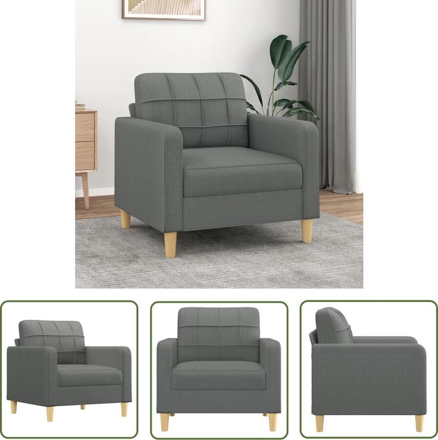 The Living Store Fauteuil Luna Donkergrijs 78 x 77 x 80 cm Comfortabele Stoel Fauteuils Grijs Lounge Stoel Relaxfauteuil Design Fauteuil - Foto 2