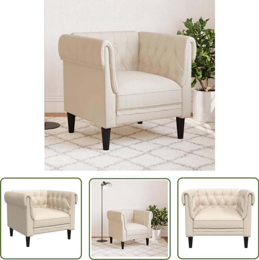 VidaXL Fauteuil Chesterfield-stijl linnen Fauteuil Chesterfield Stoffen Fauteuil Design Fauteuil Vintage Fauteuil Luxe Fauteuil - Foto 2