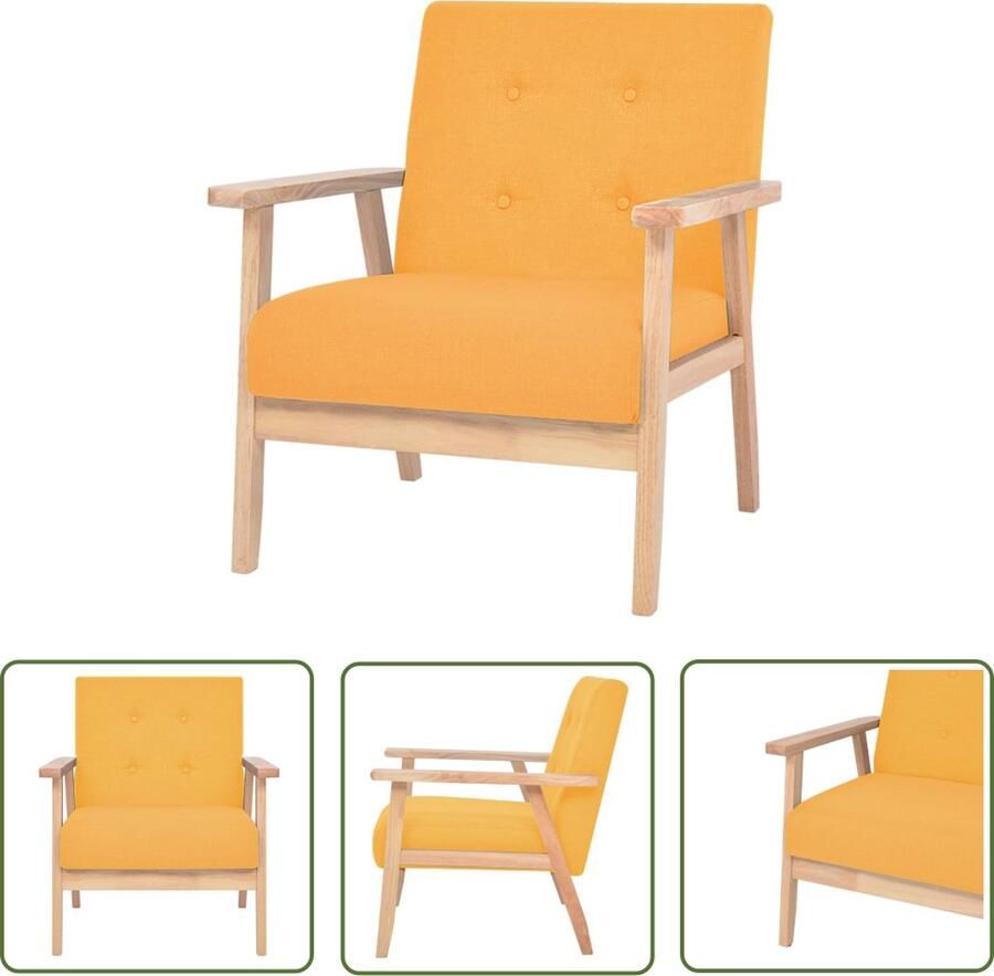 The Living Store Fauteuil Comfort Polyester 64.5 x 67 x 73.5 cm Geel Comfortabele Fauteuil Kopen Fauteuils Online Lounge Stoel Leesfauteuil - Foto 3