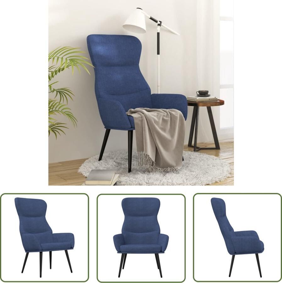 The Living Store Fauteuil Comfortabele zit Blauw 70 x 77 x 94 cm Stof Comfortabele Fauteuil Blauwe Fauteuil Relaxfauteuil Fauteuils Online Kopen Lounge Stoel