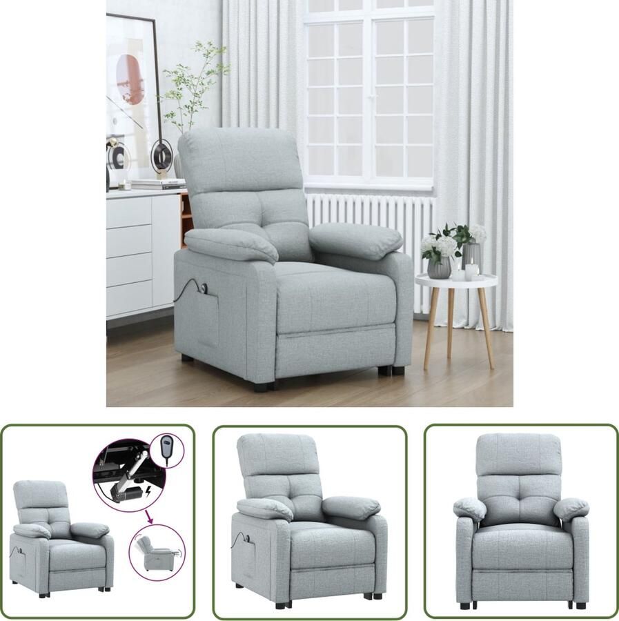The Living Store Elektrisch Verstelbare Fauteuil Hoge Rug Lichtgrijs 76x90x100 cm 110 kg Elektrische Fauteuil Lounge Fauteuil Relaxfauteuil Grijs Fauteuil Ergonomische Fauteuil - Foto 4