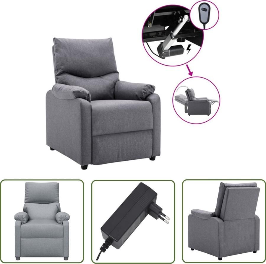 The Living Store Elektrische Stoffen TV-Fauteuil Robuuste Stof 73x158x73 cm Lichtgrijs Elektrische Fauteuil Loungestoel Relaxfauteuil Leesfauteuil Televisiechair