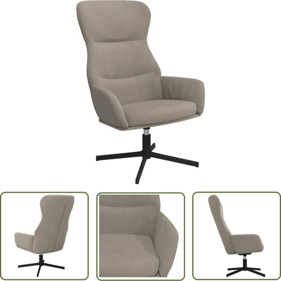 The Living Store Fauteuil fluweel lichtgrijs 70x77x94 cm 360 graden draaibaar Relaxstoel Fauteuill Fluweel Grijs Comfortabel - Foto 2
