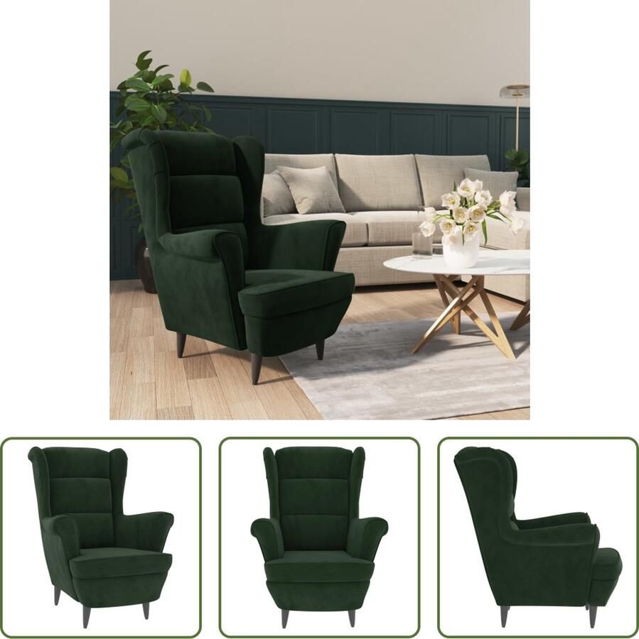 The Living Store Fauteuil Groen Fluweel 81 x 90 x 96.5 cm Stabiel Multiplex Frame Comfortabele Zitting 110 kg Draagvermogen Fauteuil Groen Fluweelfauteuil Lounge Stoel Fauteuils Online Kopen Design Fauteuil - Foto 2