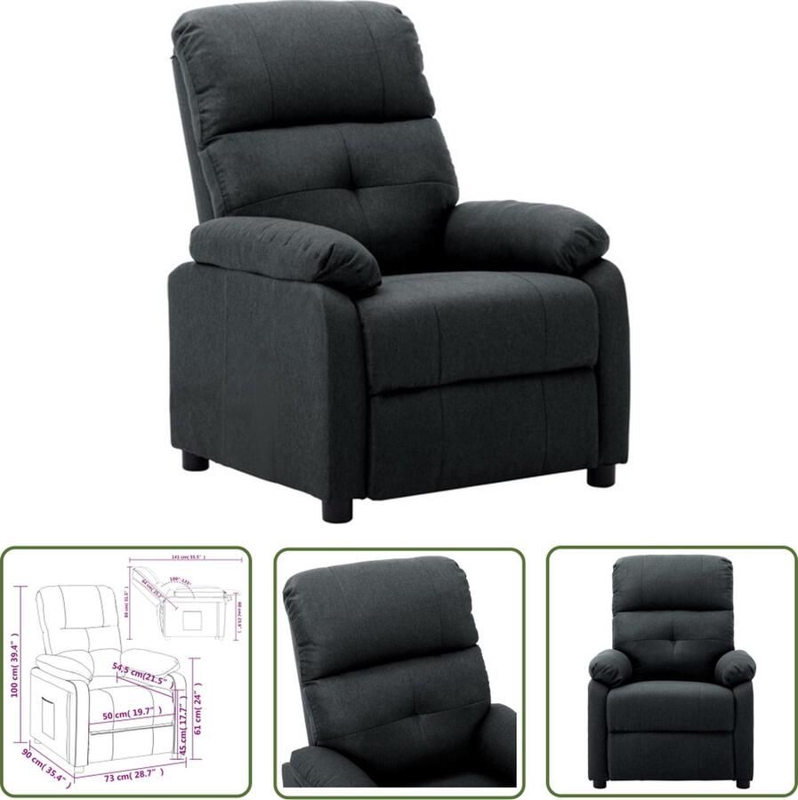 The Living Store Fauteuil Hoge Rug Donkergrijs 76 x 90 x 100 cm Stof - Foto 2