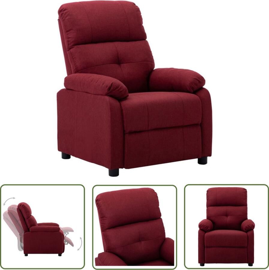 The Living Store Fauteuil Hoge rug Verstelbaar Wijnrood 76 x 90 x 100 cm Stof