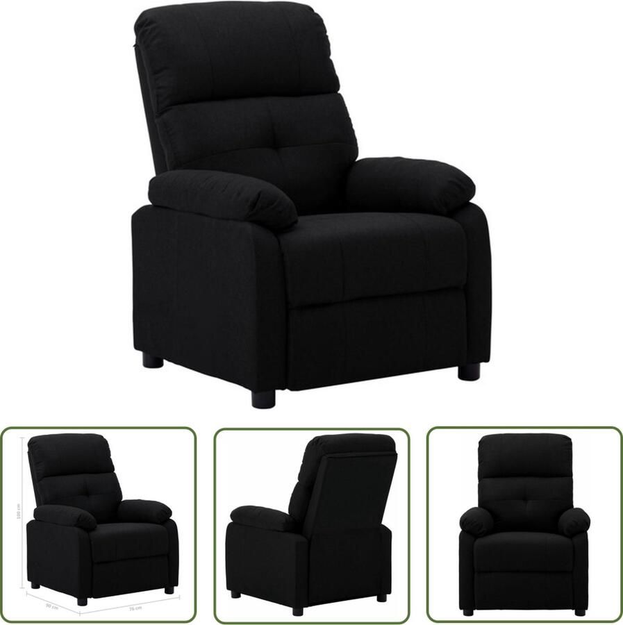 The Living Store Fauteuil Hoge Rug Verstelbaar Zwart Stof 76x90x100 cm (LxBxH) - Foto 2