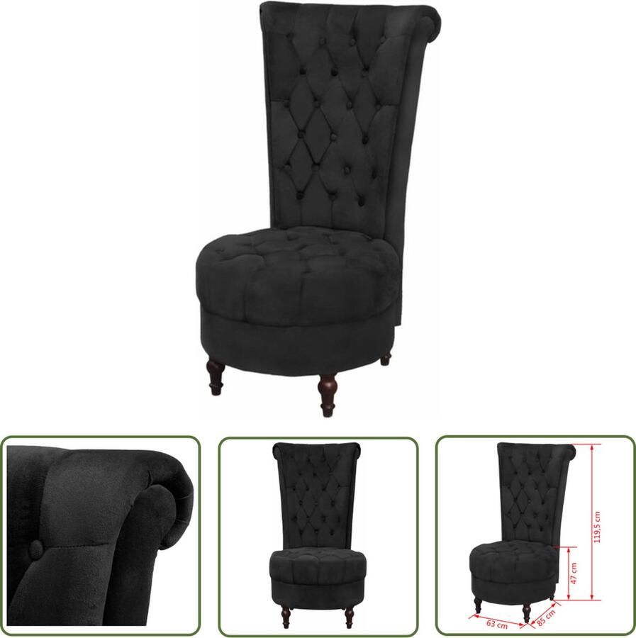 The Living Store Fauteuil Hoge rugleuning Houten frame Zwart 63 x 85 x 119.5 cm - Foto 2