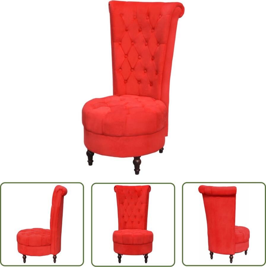 The Living Store Fauteuil Hoge Rugleuning Rood 63x85x119.5 cm - Foto 2